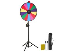 VEVOR 610 mm Spinning Prize Wheel, 14 Slots Spinning Wheel with Tripod, Adjustable Height Win Fortune Roulette with a Dry Erase and 2 Markers, 6 Colors, Easy Assembly,for Party Pub Trade Show Carnival