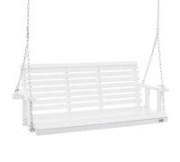 VEVOR 65” Porch Swing Bench Wooden Hanging Outdoor Garden Patio Courtyard White