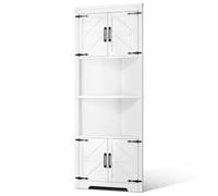 VEVOR 68" Tall Corner Storage Cabinet, 6 Tiers Farmhouse Storage Cabinet with 4 Wooden Doors & Adjustable Shelves, Freestanding Corner Kitchen Cabinet for Living Room, Kitchen, Laundry Room, White