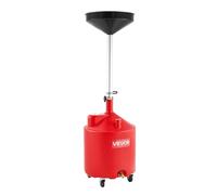 VEVOR 68L Waste Oil Drain Tank, Industrial Fluid Drain Tank with Adjustable Funnel Height, Portable Oil Drainer with Wheels, Fluid Fuel Transfer Drainage for Auto Repair Shops, Garages, Red