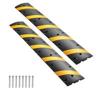 VEVOR 6FT Rubber Speed Bump, 2 Pack, 2 Channel Heavy Duty Traffic Speed Hump, 22000 lbs/Axle Load Capacity, 72 in Cable Protector Ramp with Expansion Screws, for Asphalt Concrete Gravel Driveway Road