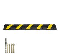 VEVOR 6 ft/72'' Rubber Speed Hump, 2 Channel, 22000 lbs Load Capacity Heavy Duty Traffic Speed Bump, with High Reflective Yellow Strip 4 Expansion Screws and 1 Drill, for Asphalt Concrete Gravel Roads