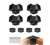 VEVOR 6x6 Inch Pergola Bracket Inner 5.5x5.5 3-Way Brackets 4 Pcs with 4 Bases
