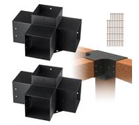 VEVOR Pergola Bracket Kit 6''x6''(Inner Size 5.6x5.6), 2pcs 4-Way Heavy Duty Corner Bracket Woodworks DIY Post Base Kit, Easy Installation Wooden Beam
