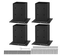 Vevor 6X6 Post Base 4 Pcs, Inner Size 5.6X5.6 Inch / 142X142 mm Post Brackets, Heavy Duty Carbon Steel Decking Posts