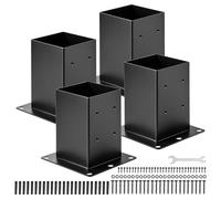 VEVOR 6x6 Post Base 4 Pcs, Inner Size 5.6x5.6 inch / 142x142 mm Post Brackets, Heavy Duty Carbon Steel Decking Posts, Wood Posts Brackets for Pavilion Deck Railing Support Deck Base Plate, Black