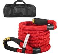 VEVOR 7/8" x 21' Kinetic Recovery Rope, 21,970 lbs, Heavy Duty Nylon Double Braided Kinetic Energy Rope with Loops and Protective Sleeves, for Truck Off-Road Vehicle ATV UTV, Carry Bag Included, Red