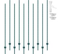 VEVOR 7 Feet Fence Post, 10 Pack T-Post Heavy Duty Metal Fence Posts with 50 Zip Ties & 20 Clips, Sturdy Steel Fence Stakes for Garden Yard, Lawn, Farms and Outdoor Wire Fencing, Green