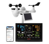 VEVOR 7-in-1 Solar-Powered Wi-Fi Weather Station 7.5 in with Outdoor Sensor