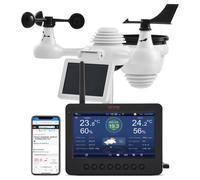 VEVOR 7-in-1 Wi-Fi Weather Station, 7" TFT Color Display, Wireless Weather Station with Solar-Powered Sensor, Indoor Outdoor Monitoring for Temperatu