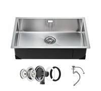 VEVOR 70cm Kitchen Sink Workstation, 304 Stainless Steel Undermount Sinks, Drop-in Single Bowl Farmhouse Basin with Accessories, Household Dishwasher Sinks for RV, Prep Kitchen, Laundry Room, Bar