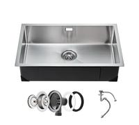 VEVOR 70cm Kitchen Sink Workstation, 304 Stainless Steel Undermount Sinks, Drop-in Single Bowl Farmhouse Basin with Accessories, Household Dishwasher Sinks for RV, Prep Kitchen, Laundry Room, Bar