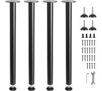 VEVOR 711.2MM Adjustable Desk, Reinforced Steel Office Table Furniture legs Set of 4 for DIY, 544.3KG Load Capacity Heavy Duty Desk, Quick Instalation Legs with Adjustable Foot Cup Black