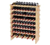 Vevor 72 Bottle Stackable Modular Wine Rack, 8-Tier Solid Bamboo Wood Storage Racks, Floor Freestanding Wines Holder