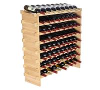 Vevor 72 Bottle Stackable Modular Wine Rack, 8-Tier Solid Bamboo Wood Storage Racks, Floor Freestanding Wines Holder