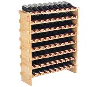 VEVOR 72 Bottle Upgrade Modular Wine Rack, Continuously Store Pinot Bottles, 8-Tier Bamboo Wood Storage Rack, Floor Freestanding Wines Holder Display Shelf, Wobble-Free Shelves for Kitchen Bar Cellar