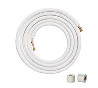 VEVOR 7620mm Mini Split Line Set, 6.4 & 9.5mm O.D Copper Pipes Tubing and Triple-Layer Insulation, for Mini Split Air Conditioning Refrigerant or Heating Pump Equipment & HVAC with Wrapping Strips.