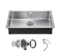 VEVOR 76cm Kitchen Sink Workstation, 304 Stainless Steel Undermount Sinks, Drop-in Single Bowl Farmhouse Basin with Accessories, Household Dishwasher Sinks for RV, Prep Kitchen, Laundry Room, Bar