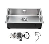 VEVOR 76cm Kitchen Sink Workstation, 304 Stainless Steel Undermount Sinks, Drop-in Single Bowl Farmhouse Basin with Accessories, Household Dishwasher Sinks for RV, Prep Kitchen, Laundry Room, Bar