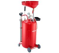 VEVOR 79.5L Waste Oil Drain Tank, Air Operated Portable Oil Drainer with Adjustable Funnel Height, Industrial Fluid Drain Tank with Wheels, Fluid Fuel Transfer Drainage for Auto Repair Shops, Red