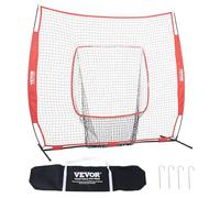 VEVOR 7x7 ft Baseball Softball Practice Net, Portable Baseball Training Net for Hitting Batting Catching Pitching, Backstop Baseball Equipment Training Aids with Carry Bag and Strike Zone