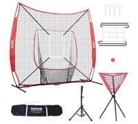 VEVOR 7x7 ft Baseball Softball Practice Net, Portable Baseball Training Net for Hitting Catching Pitching, Backstop Baseball Equipment with Bow Frame,