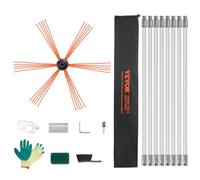 VEVOR 8 m Chimney Sweep Kit, w/ 8Reinforced Nylon Flexible Rods, Ergonomic Chimney Cleaning Brush, 360-Degree Brush Chimney Cleaner, Rich Accessories for Fireplace Flue Home Use Fits most Pipes