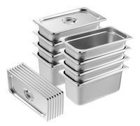 VEVOR 8 Pack 1/3 Size Hotel Pans Steam Table Pan Stainless Steel 6" Deep Lid