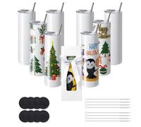 VEVOR 8 Pack 30 Oz Sublimation Tumblers Skinny Straight Stainless Steel Blanks Cups Stainless Steel Double Wall Tumbler for Heat Transfer Customized