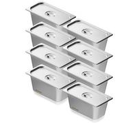 VEVOR 8 Pack Hotel Pans, 1/3 Size Anti-Jam Steam Pan with Lid, 0.8mm Thick Stainless Steel Steam Table Pan, 6-Inch Deep Commercial Table Pan, Catering