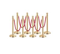 VEVOR 8 Pcs Gold Stanchion Post 6 Red Velvet Ropes Sand Injection Hollow Base