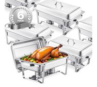 VEVOR 8 Qt 6 Pack Rectangle Chafing Dish Buffet Set Fullsize Pan Stainless Steel