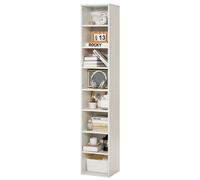 VEVOR 8 Tiers Narrow Bookshelf, 71 in Wooden Tall Open Bookcase with Height-Adjustable Shelf, Freestanding Display Storage Floor Bookcase Bookshelf for Library, Bedroom, Living Room, Office, White
