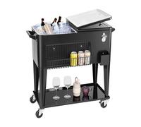 VEVOR 80 Quart Rolling Ice Chest, Holds up to 50 Bottles / 110 Cans, Portable Patio Party Bar Drink Cooler Cart with Bottom Shelf, Beverage Pool with
