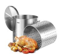 VEVOR Stainless Steel Stockpot, 79.5 L Large Cooking Pots, Cookware Sauce Pot with Basket, Lid, and Handle, Heavy Duty Commercial Grade Stock Pot, Sanding Treatment, for Large Groups Events Silver