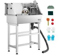 VEVOR Stainless Steel Dog Washing Station, 86.36 cm Pet Grooming Tub w/Faucet & Showerhead & Soap Holder & Play Balls Simple Dog Bathtub for Multiple Pets, Home Washing Sink