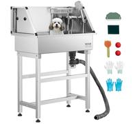 VEVOR Stainless Steel Dog Washing Station, 86.36 cm Pet Grooming Tub w/Faucet & Showerhead & Soap Holder & Play Balls Simple Dog Bathtub for Multiple Pets, Home Washing Sink