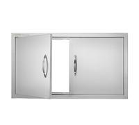 VEVOR Stainless Steel 34" x 19" Outdoor BBQ Access Door, Flush Mount Vertical Wall Door With Handles for BBQ Island Grilling Station
