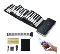 VEVOR 88 Keys Roll-Up Piano Keyboard, 128 Rhythms 128 Tones Portable Digital Hand with Rechargeable Battery Speaker 2 W LED Display 5 Ports MIDI Function, Children Beginners Adults