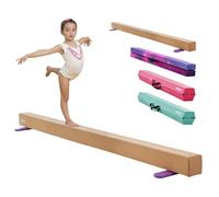 VEVOR 8FT Balance Beam for Kids, 200-350LBS Stable Support Gymnastics Floor Beam with Non-Slip Mat, Wood-Core/EVA Gymnastics Training Equipment with Anti-Slip Bottom & Carry Bag for Home Gym
