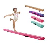 VEVOR 8FT Folding Balance Beam for Kids, 200LBS Stable Support Gymnastics Floor Beam with Non-Slip Mats, Gymnastics Training Equipment with Anti-Slip Bottom and Carrying Bag for Home Gym, Pink