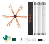 VEVOR 9 m Chimney Sweep Kit, w/ 9 Reinforced Nylon Flexible Rods, Ergonomic Chimney Cleaning Brush, 360-Degree Brush Chimney Cleaner, Rich Accessories