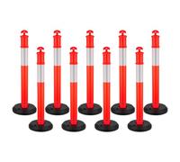 VEVOR 9 Pack Traffic Delineator Posts, 1140 mm Traffic Safety Cones with Fillable Base and Reflective Strips, Heavy Duty Delineator Posts for Construc
