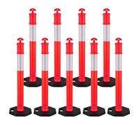 VEVOR 9 Pack Traffic Delineator Posts, 1140 mm Traffic Safety Cones with Weighted Base and Reflective Strips, Heavy Duty Delineator Posts for Construction Site, Parking Lot, Crowd Control, Red