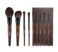 VEVOR 9-Piece Makeup Brush Set for Foundation Blending Eyeshadow, Professional Makeup Brush Kit with Soft Natural Wool & Vegan Synthetic Bristles, Ergonomic Wood Handle, Travel-Friendly Storage Bag