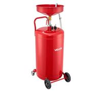 VEVOR 95L Waste Oil Drain Tank, Air Operated Portable Oil Drainer with Adjustable Funnel Height, Industrial Fluid Drain Tank with Wheels, Fluid Fuel Transfer Drainage for Auto Repair Shops, Red
