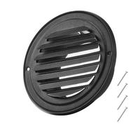 VEVOR 97mm Wall Vent Cover, Louvered Round AC Vent Gable Cover, Premium Stainless Steel & with Built-in a Protection Screen, for House,Bathroom,Garage,Kitchen,Basement (2 Pack, Black)