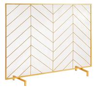 VEVOR 980x758MM Fireplace Screen 1-Panel Iron Mesh Spark Guard Modern Gold