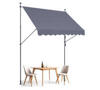 VEVOR 98 x 47" Patio Awning Retractable, Awning Sunshade Shelter with Manual Crank Handle, Outdoor Patio Canopy Sunsetter Deck, Adjustable Height from 86 to 122 in, for Patio/Balcony/Yard, Dark Gray