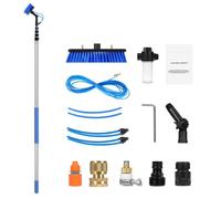 VEVOR 9m Cleaning Pole with Extendable Handle, 180° Rotatable Brush Head & 20m Hose, Household & Outdoor Window Cleaner Tool for Caravan Solar Panel Deck, Blue, 2125-9023 mm
